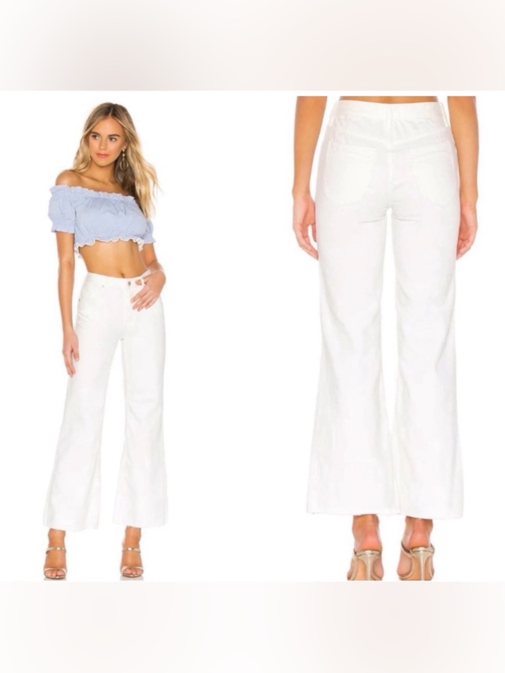 Free People White High-Rise Wide Leg Jeans
